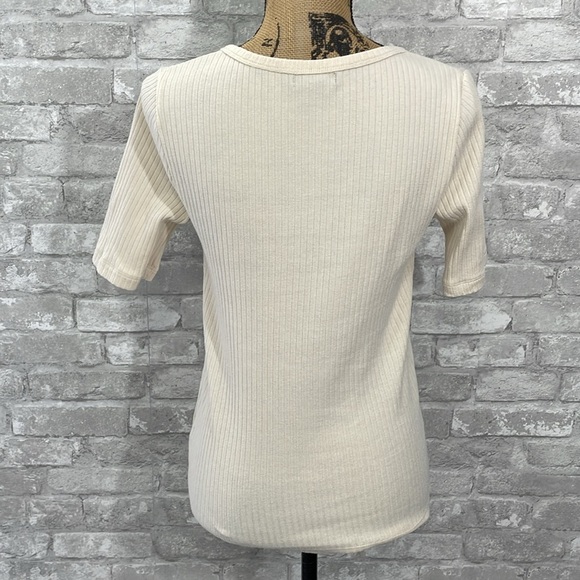 J.Crew Cream Ribbed Elbow-Sleeve Henley - Picture 4 of 7